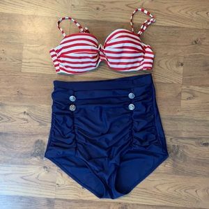 Retro High Waisted Bathing Suit CocoShip size S